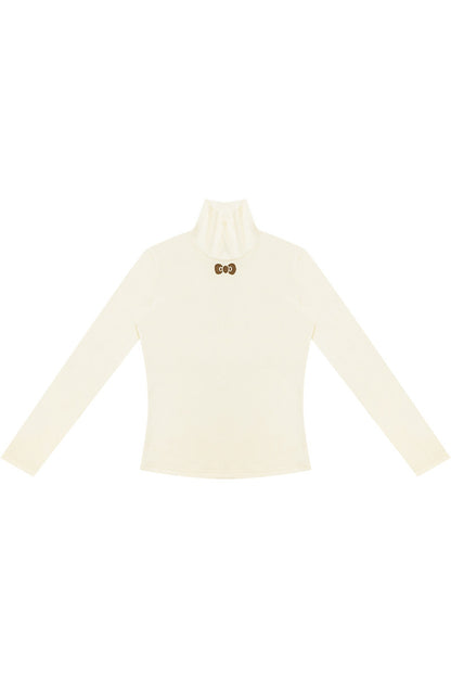 Apricot High Neck Knit Sweater