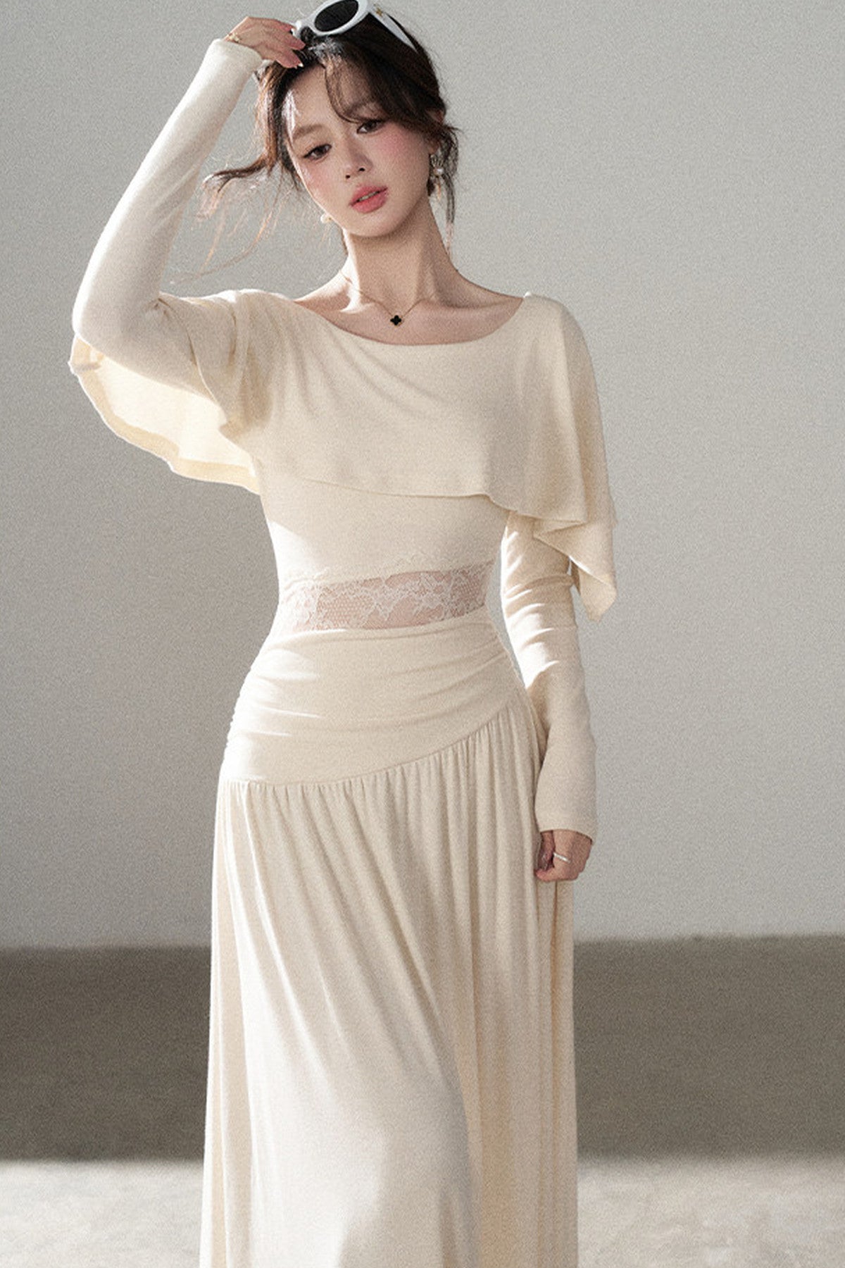 Long-Sleeved Lace Patchwork Dress