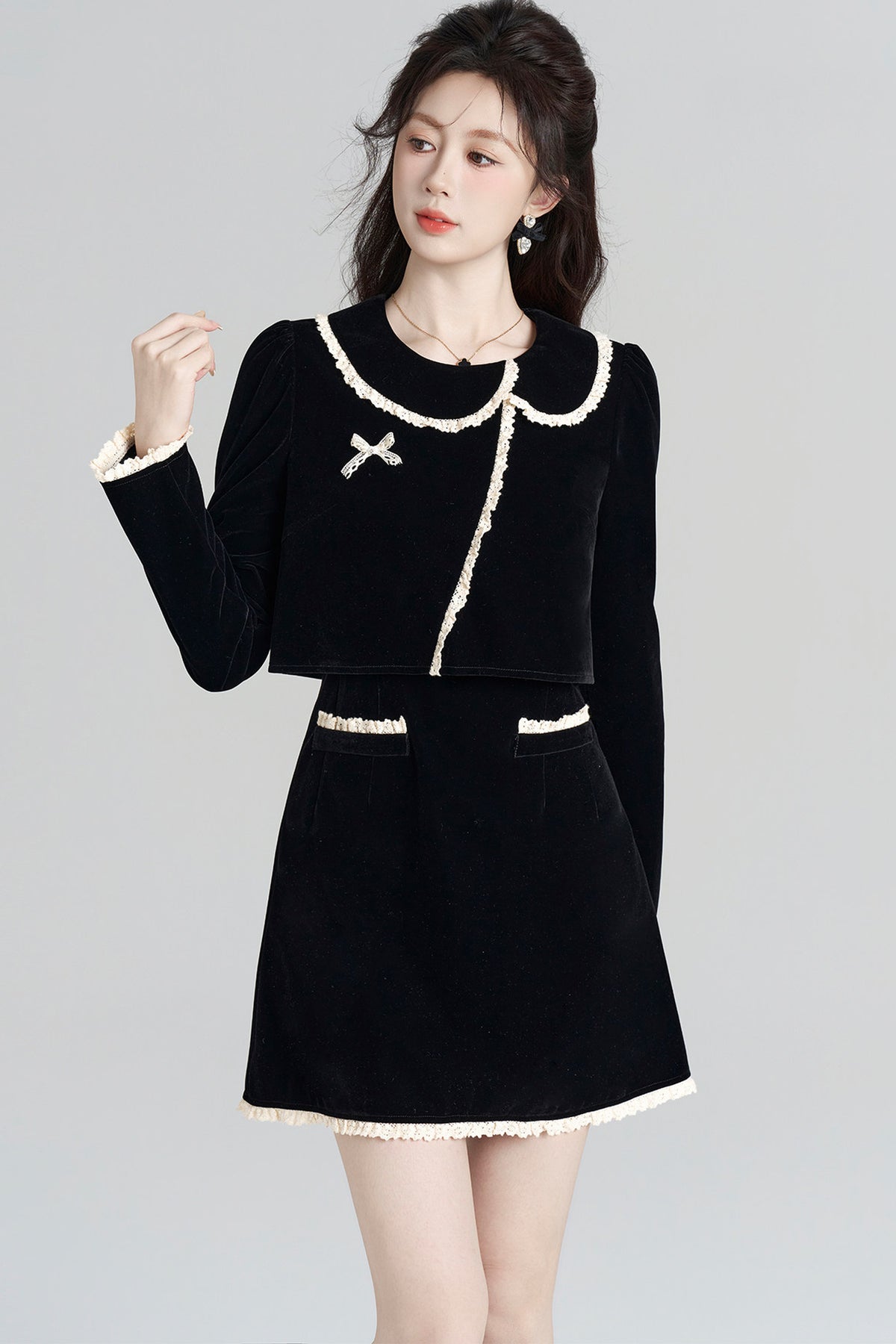 Collar Velvet Dress