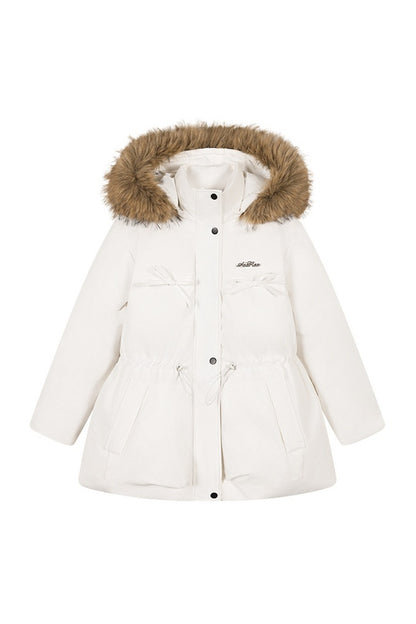 Mid-Length Fur Collar Goose Down Jacket