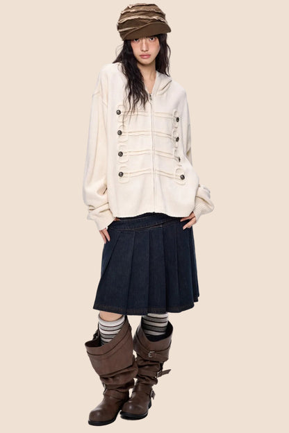 Double-Breasted Knit Cardigan