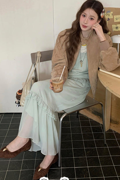 Suede Bow Square-Toe Wedge Heel Slip-On Shoes