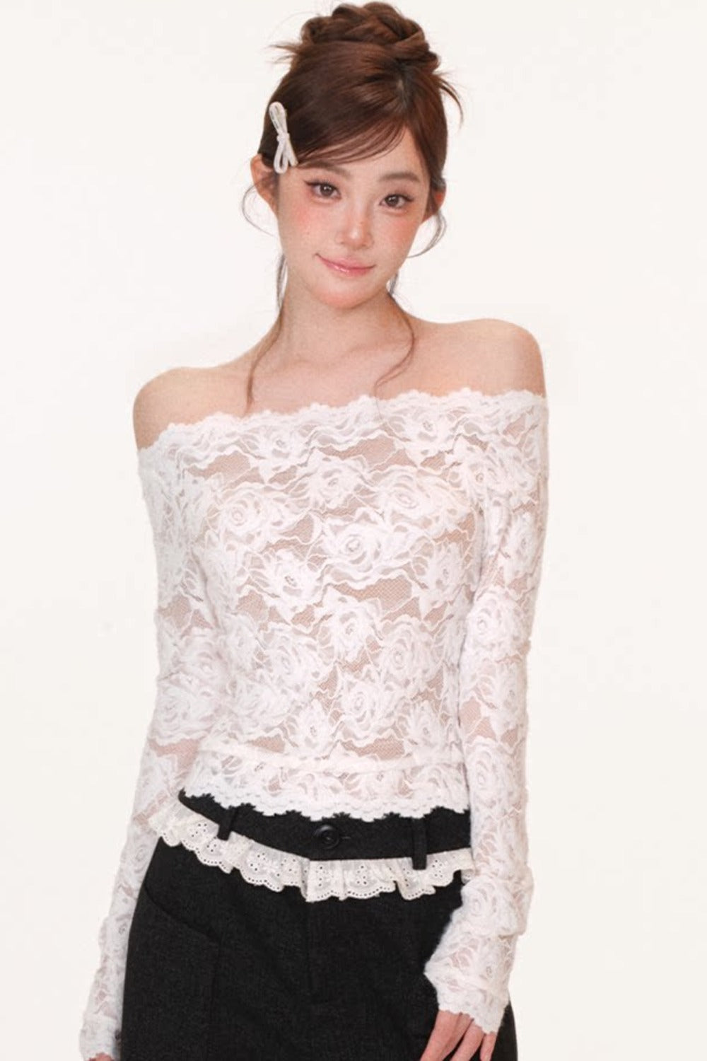Velvet Lace Bow Top