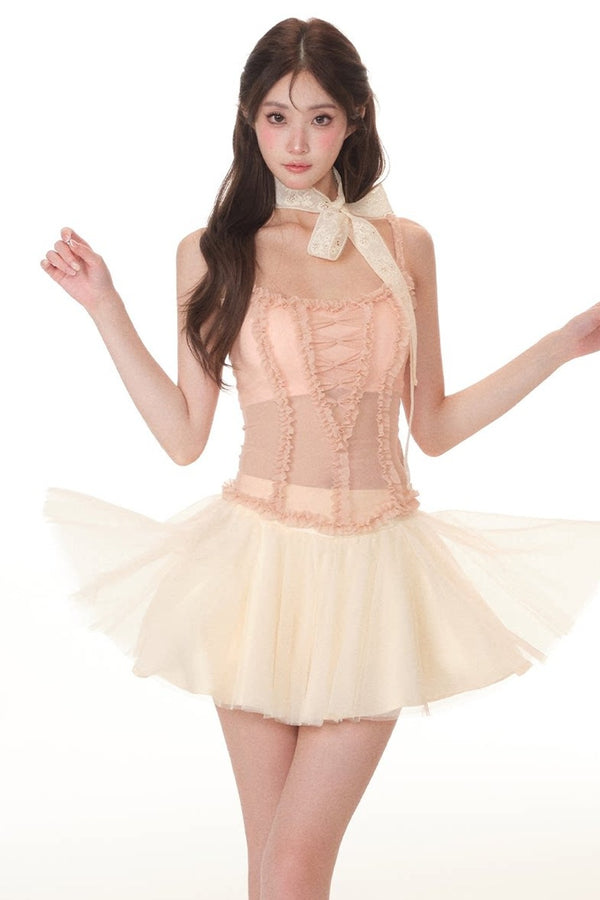 Nutcracker Pink Camisole and Mesh Skirt Set-Up