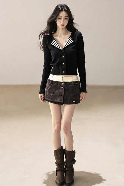 V-Neck Knit Cardigan Top