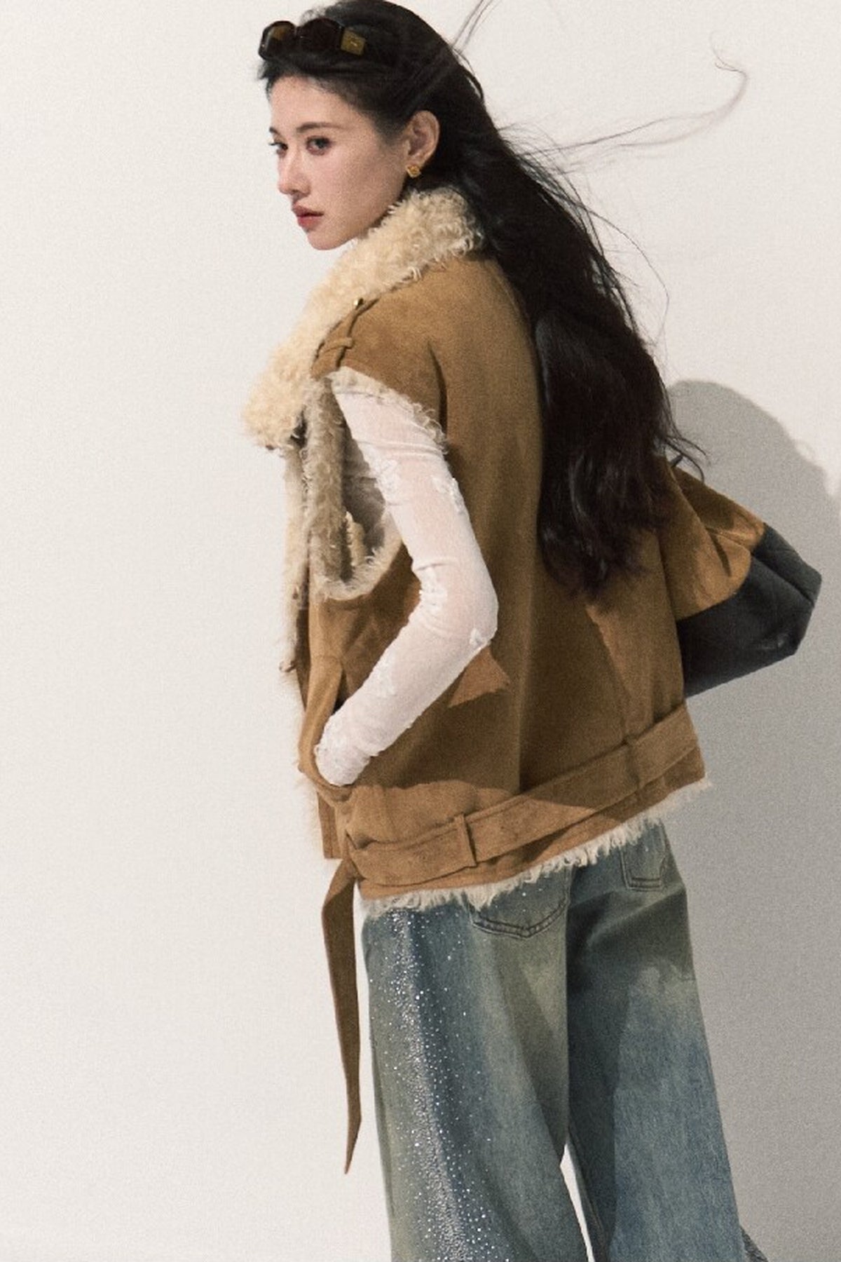 Reversible Suede Shearling Jacket Vest