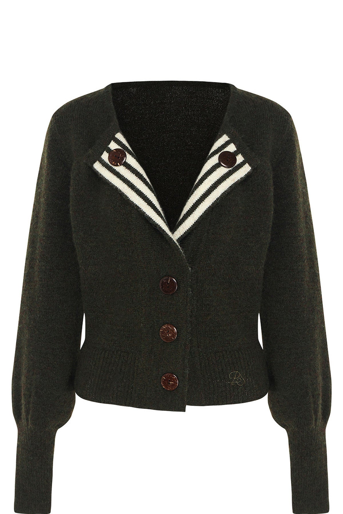 Striped Color-Block Knit Cardigan