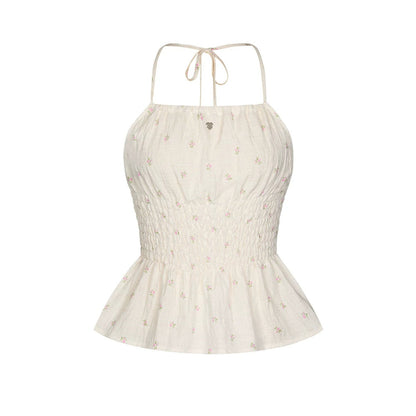 Romantic Floral Lace-Up Camisole
