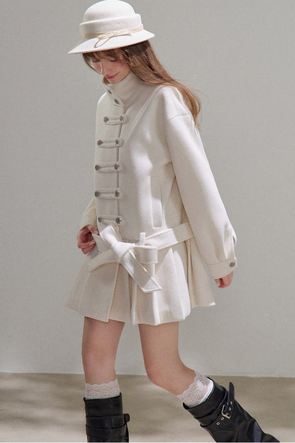 Petite Double-Breasted Woolen Coat