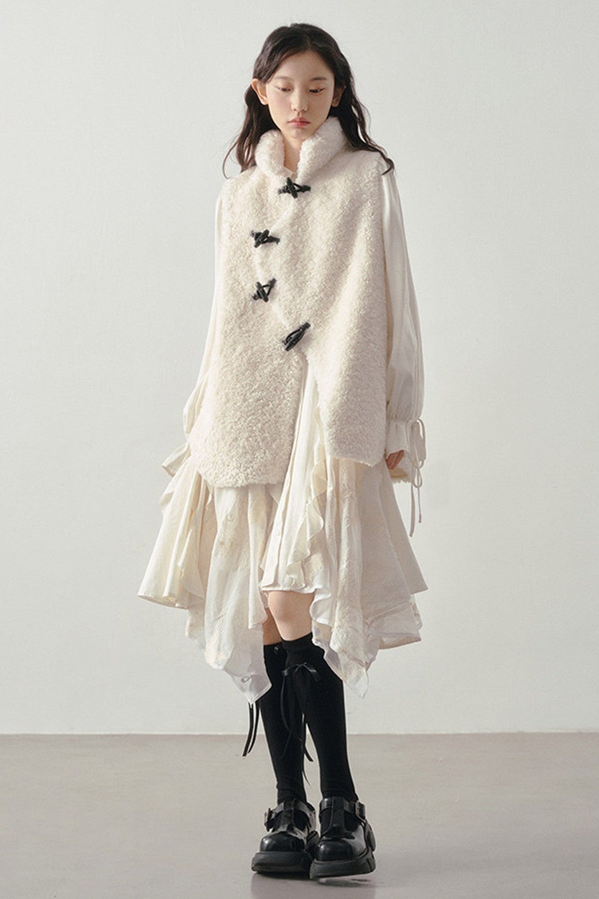 Beige Faux Shearling Vest