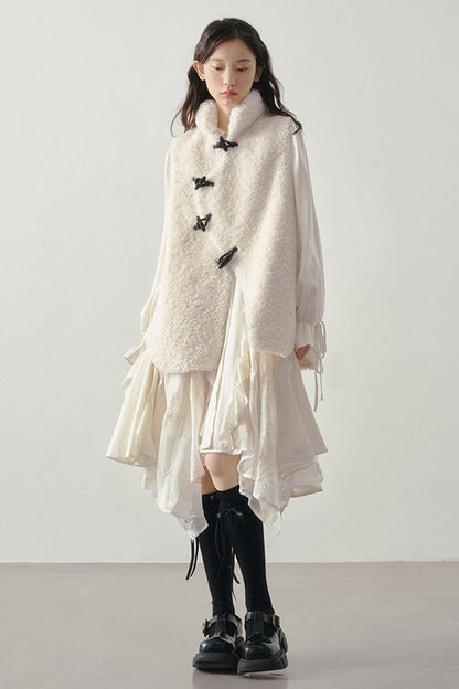 Beige Faux Shearling Vest