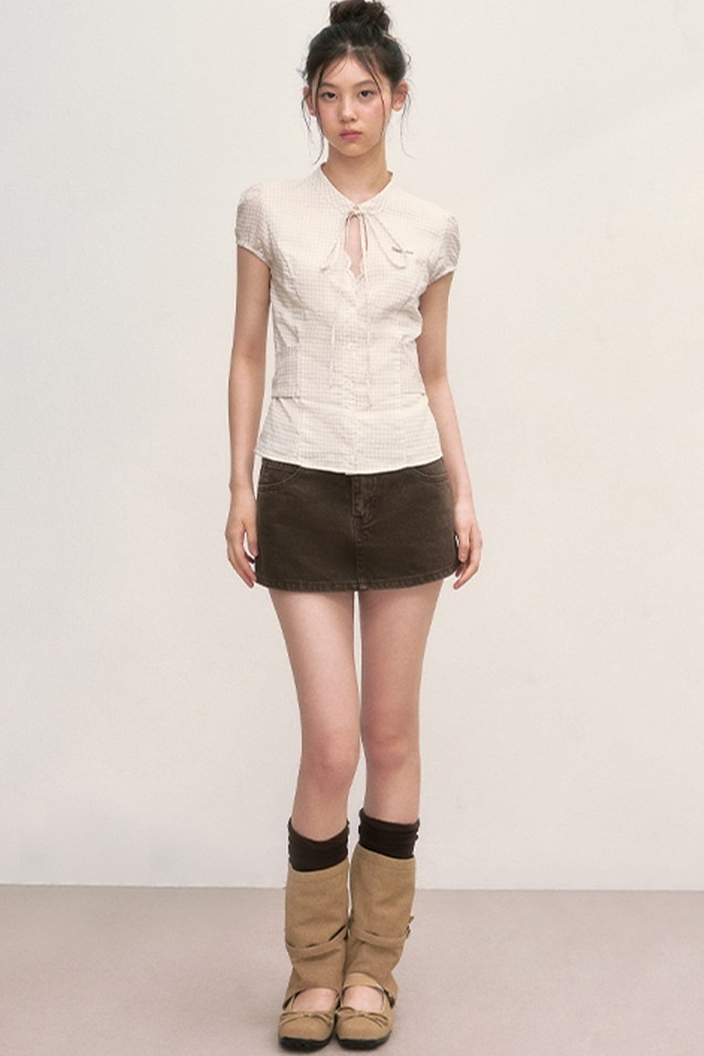 Preppy Puff-Sleeve Blouse