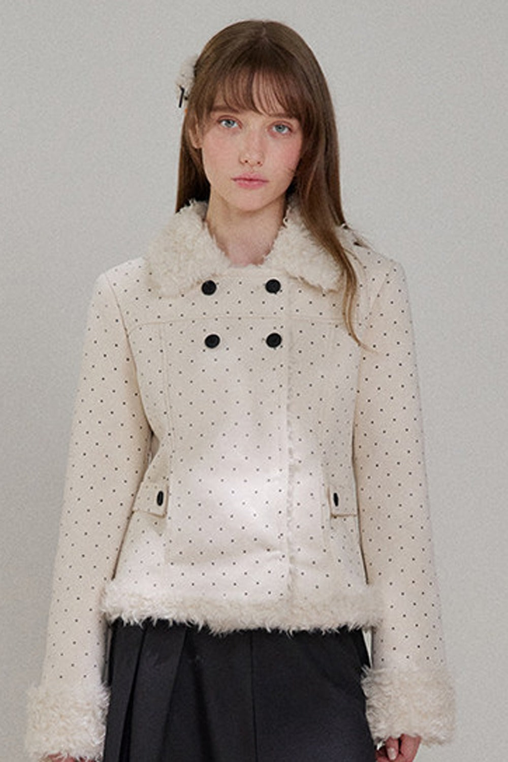 Polka Dot Faux Fur Jacket