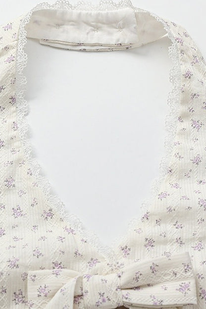Floral Bow Halter Top