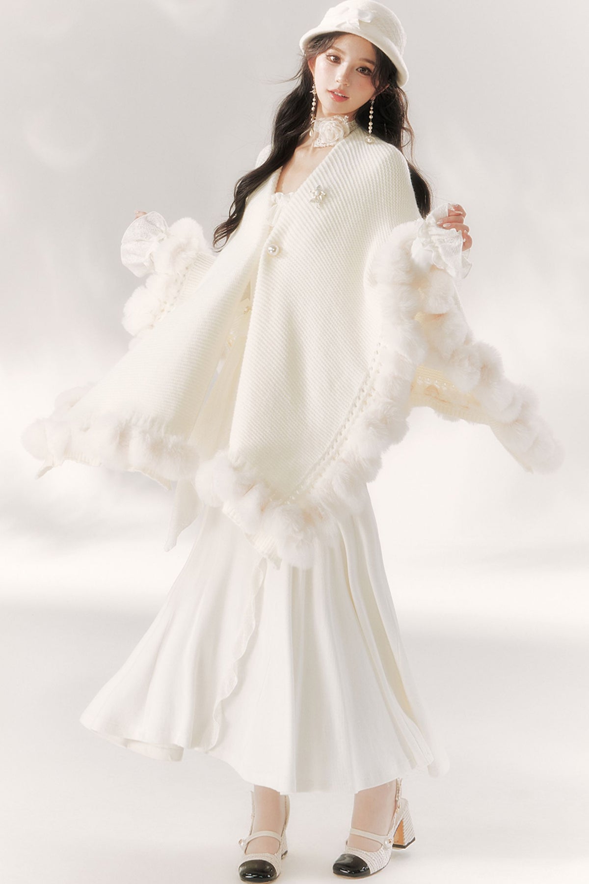 Robe sirène à volants clair de lune éclatant