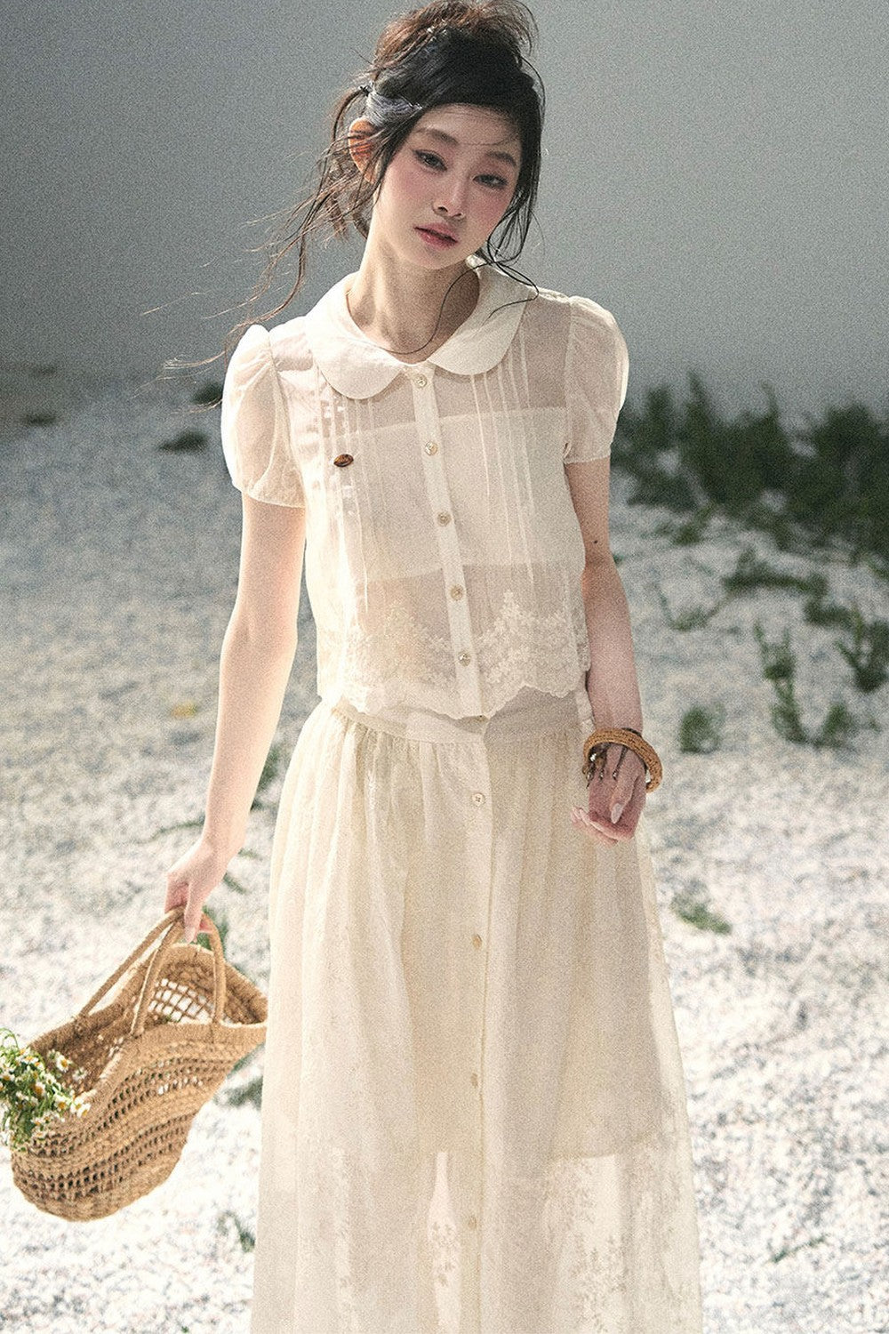 French Floral Lace Two-Piece Set