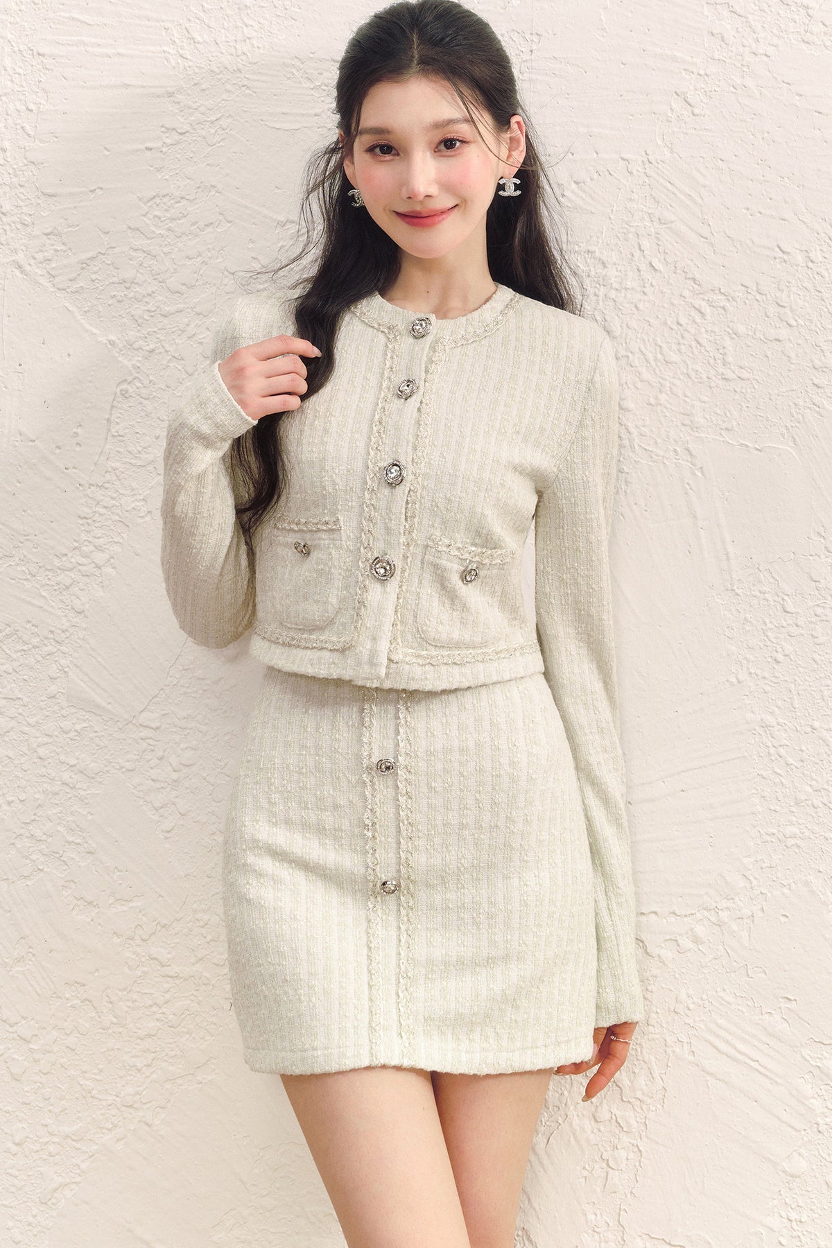 Slim Fit Knitted Cardigan and Dress Set