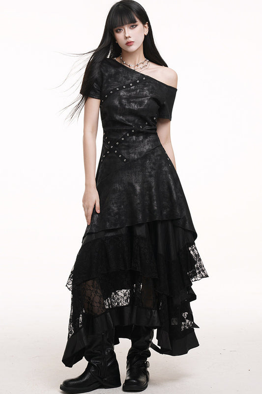 Irregular Off-Shoulder Black Dress