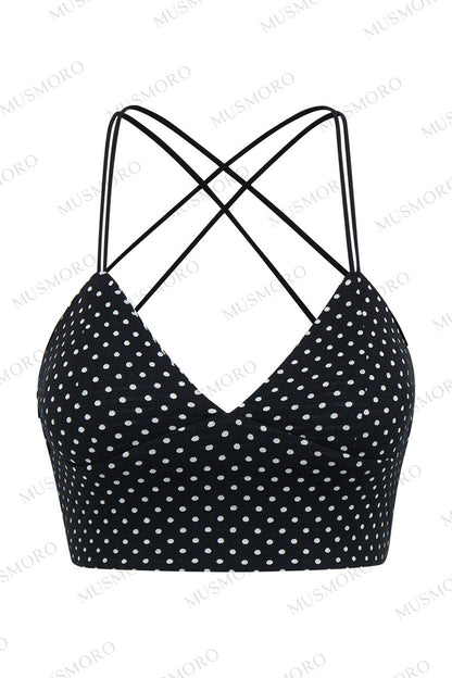 Polka Dot Cross-Back Top