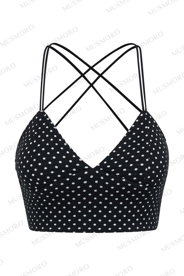 Polka Dot Cross-Back Top