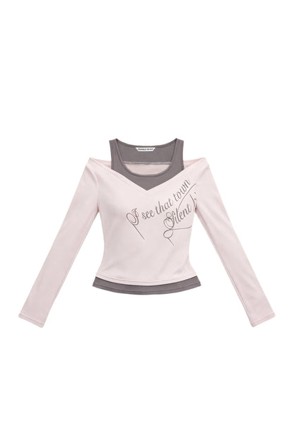Letter Print T-Shirt with Contrast Drawstring Skirt Set-Up