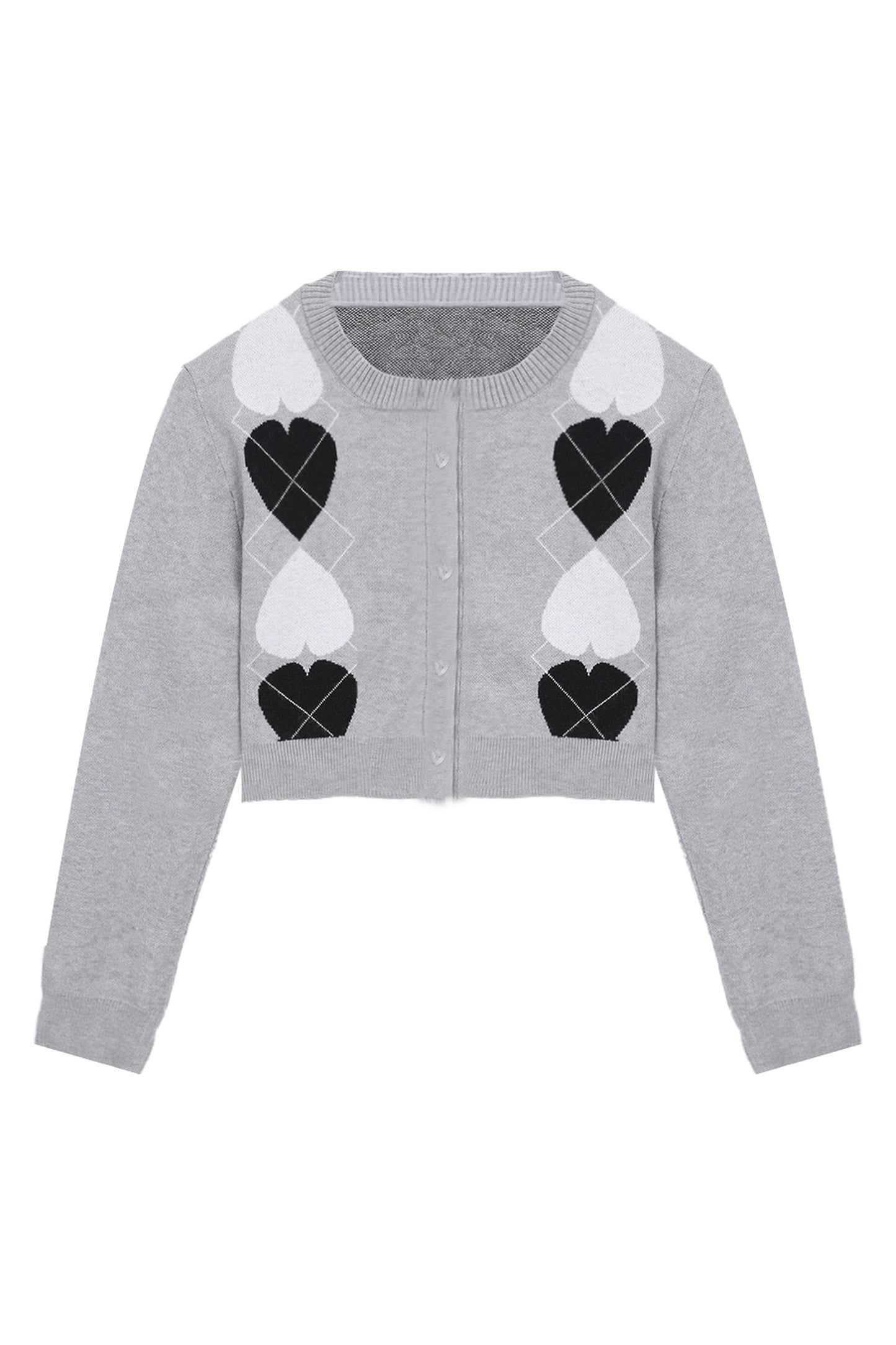 Heart Pattern Sweater Shorts Set With Embroidered Base Layer Top