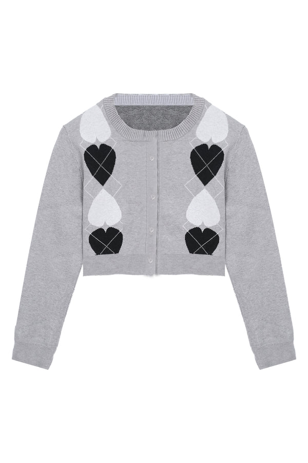 Heart Pattern Sweater Shorts Set With Embroidered Base Layer Top