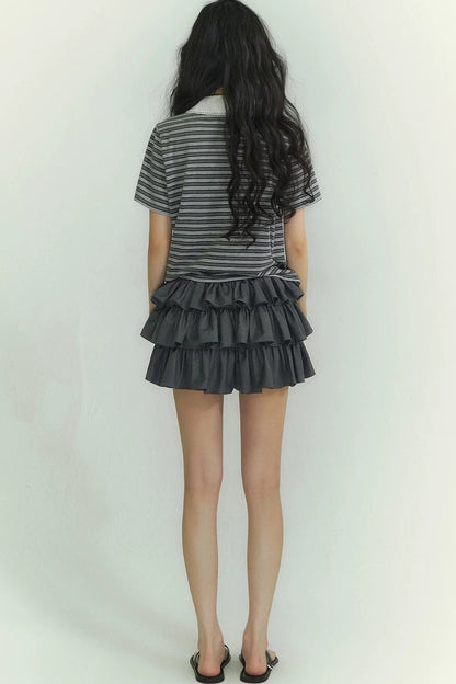 Somesowe Tie-Neck Striped T-Shirt