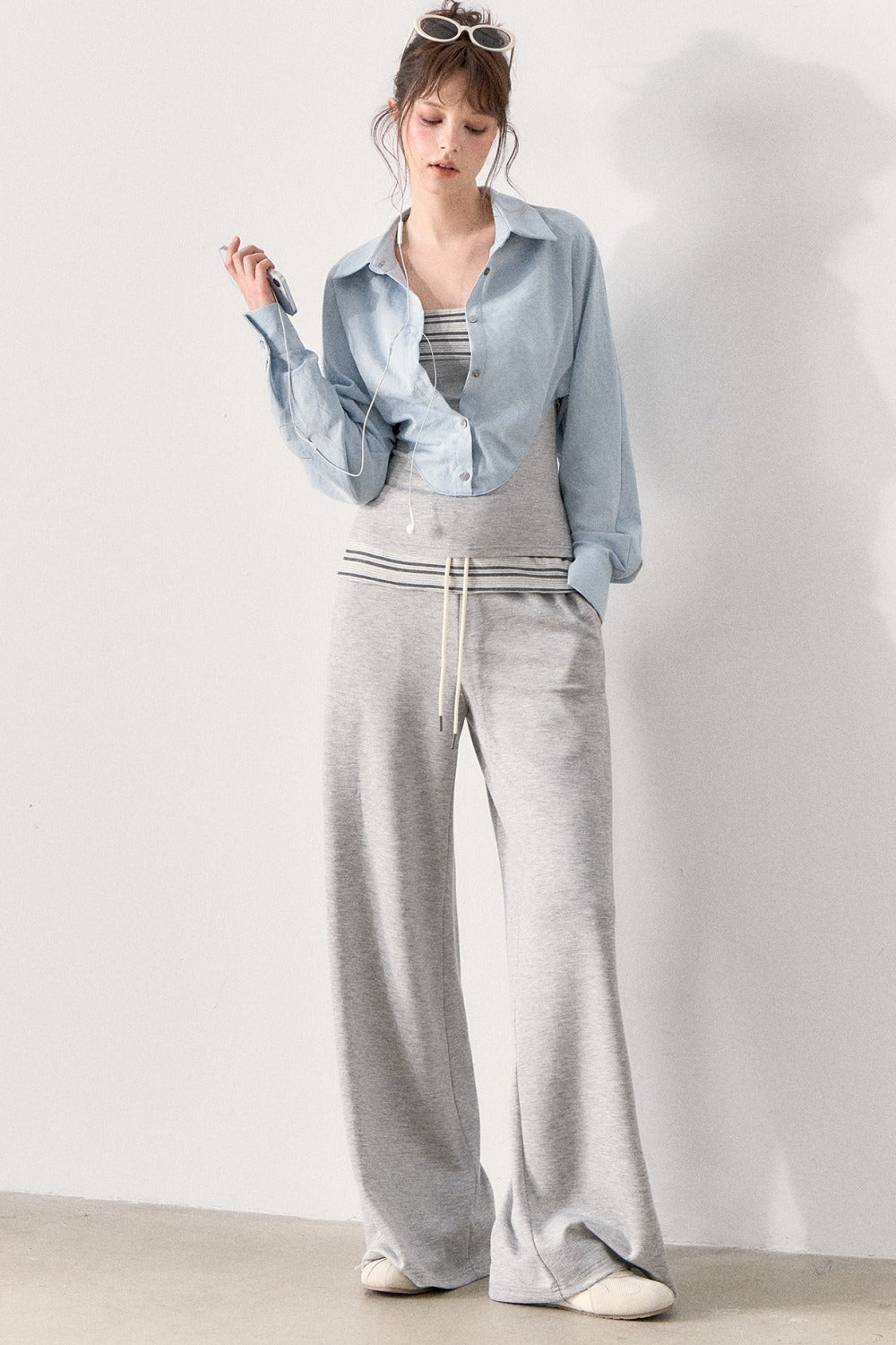 Relaxed Knit Wide Leg Pants and Shirt Set