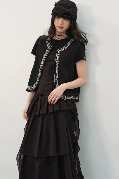 Camisole Asimétrico con Volantes Negro