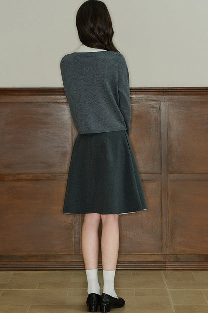 Mid-Waist Bow A-Line Frayed Skirt