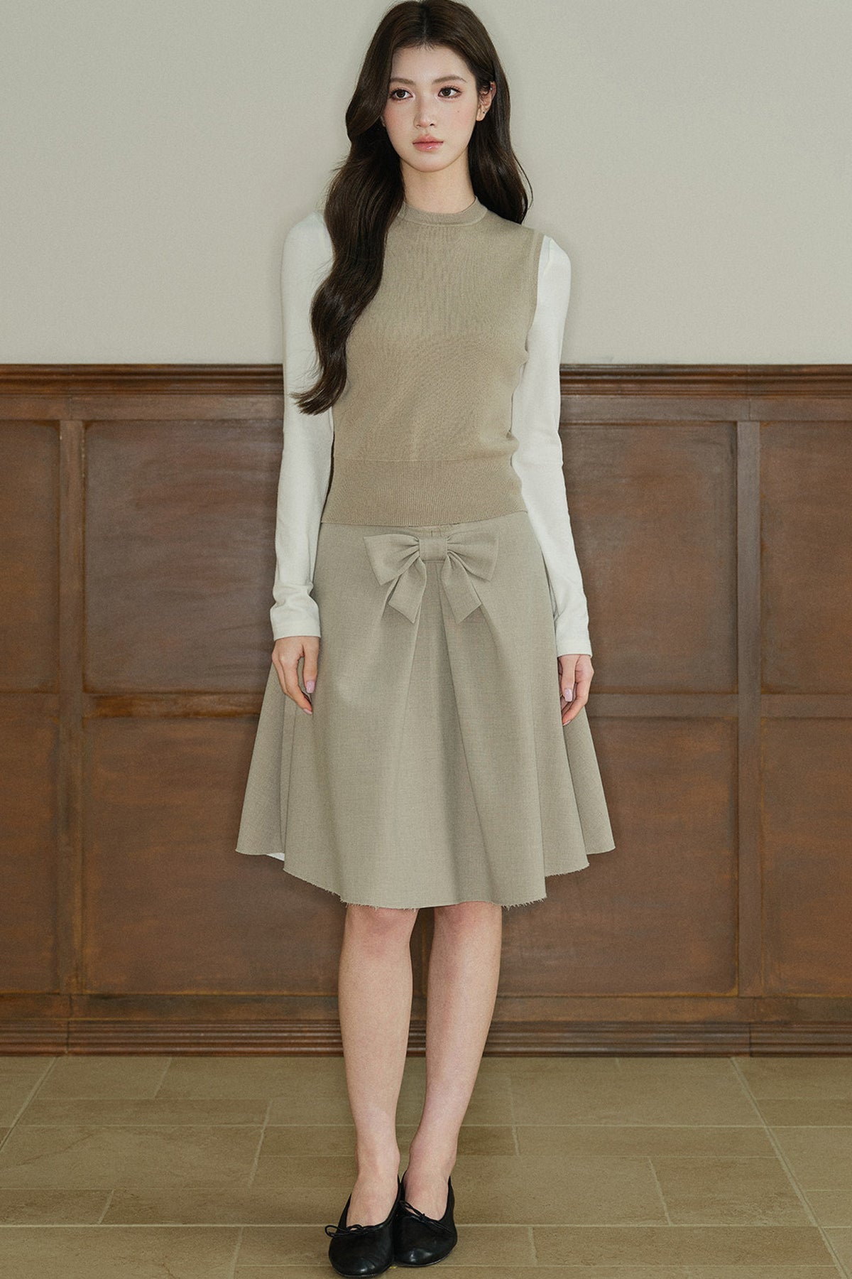 Long-Sleeved Round-Neck Knit Base Layer Top