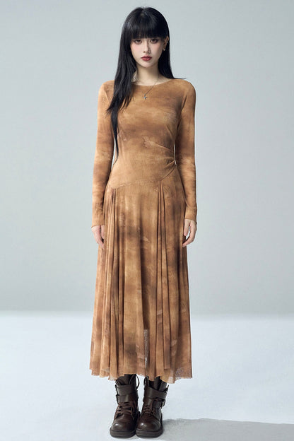Long Sleeve Tie-Dye Dress