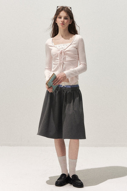 Floral Knot Tie Long Sleeve T-Shirt
