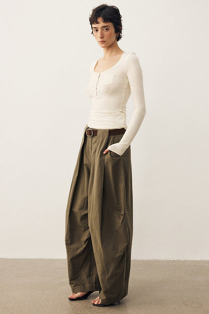 Retro Wide-Leg Parachute Pants