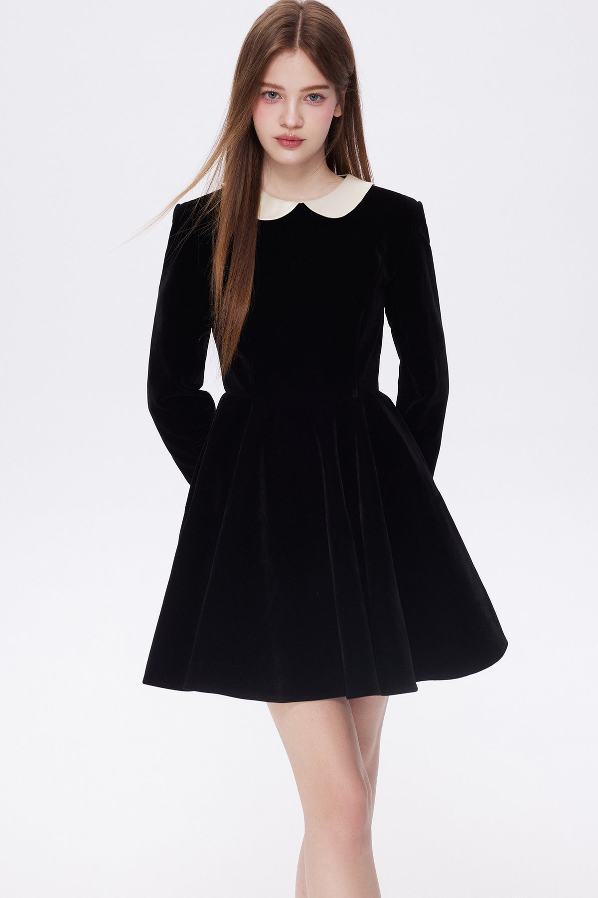 Doll Collar Velvet Dress