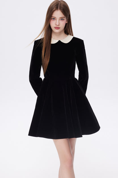 Doll Collar Velvet Dress