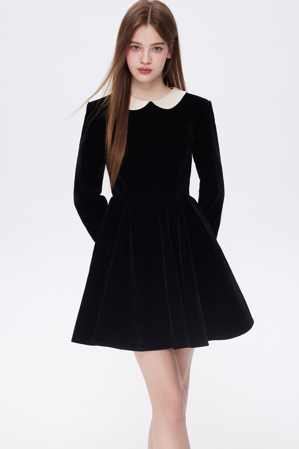 Doll Collar Velvet Dress