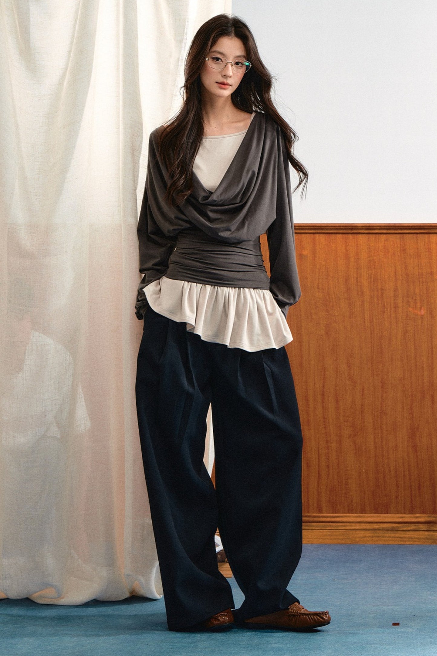 Natural Waist Lace Wide-Leg Pants