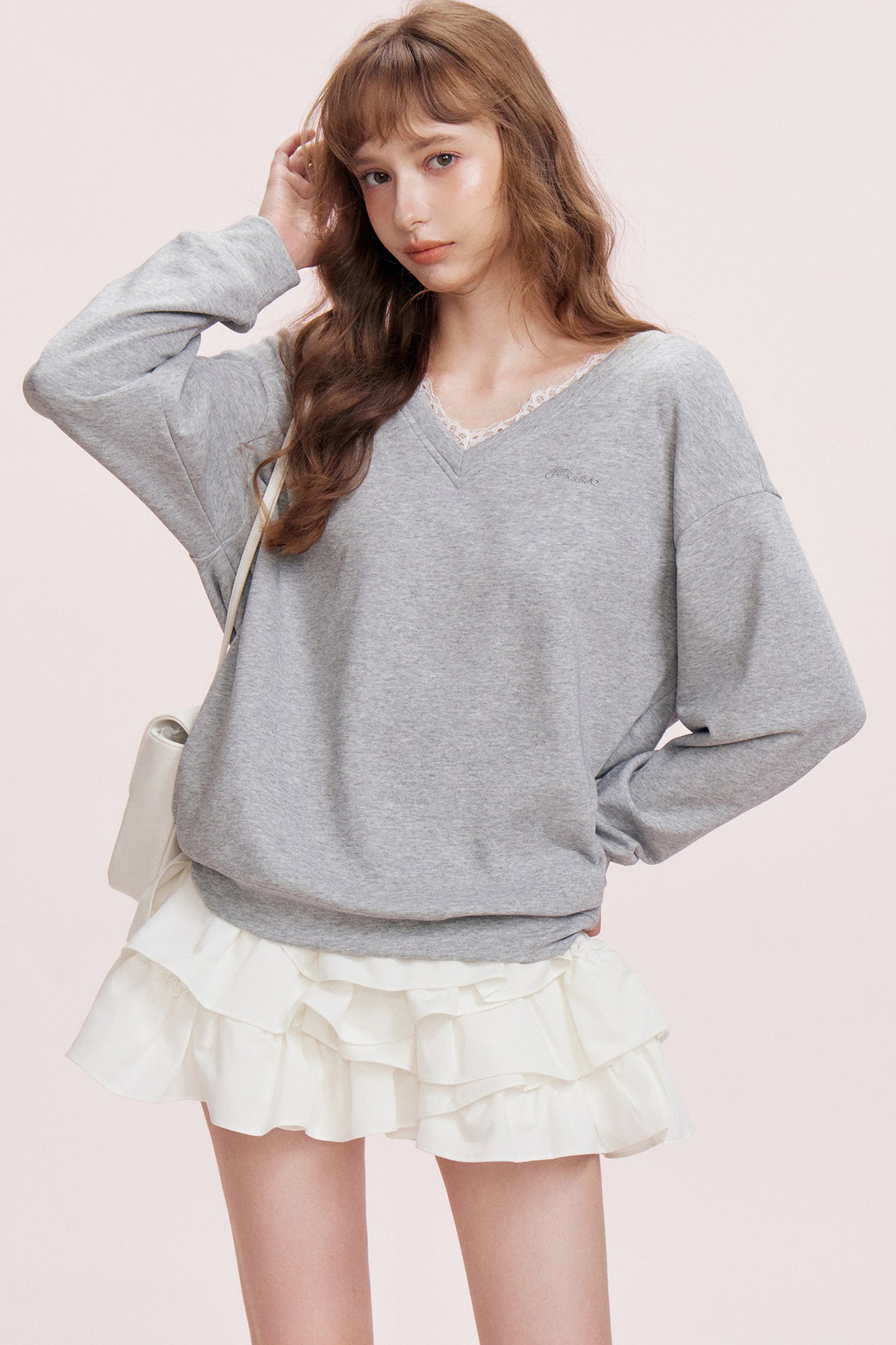 Romantic Lace Bow Sweatshirt