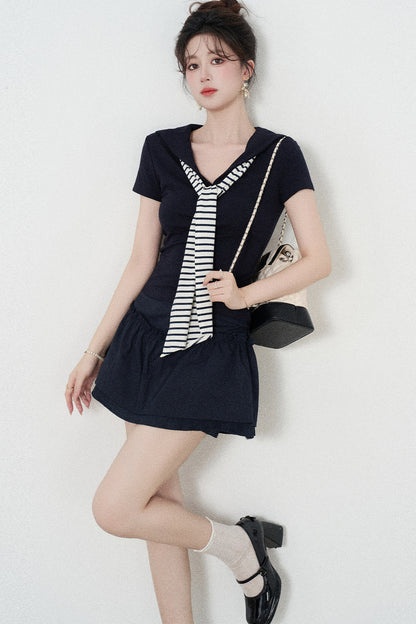 Preppy Style Top and Skirt Set-Up