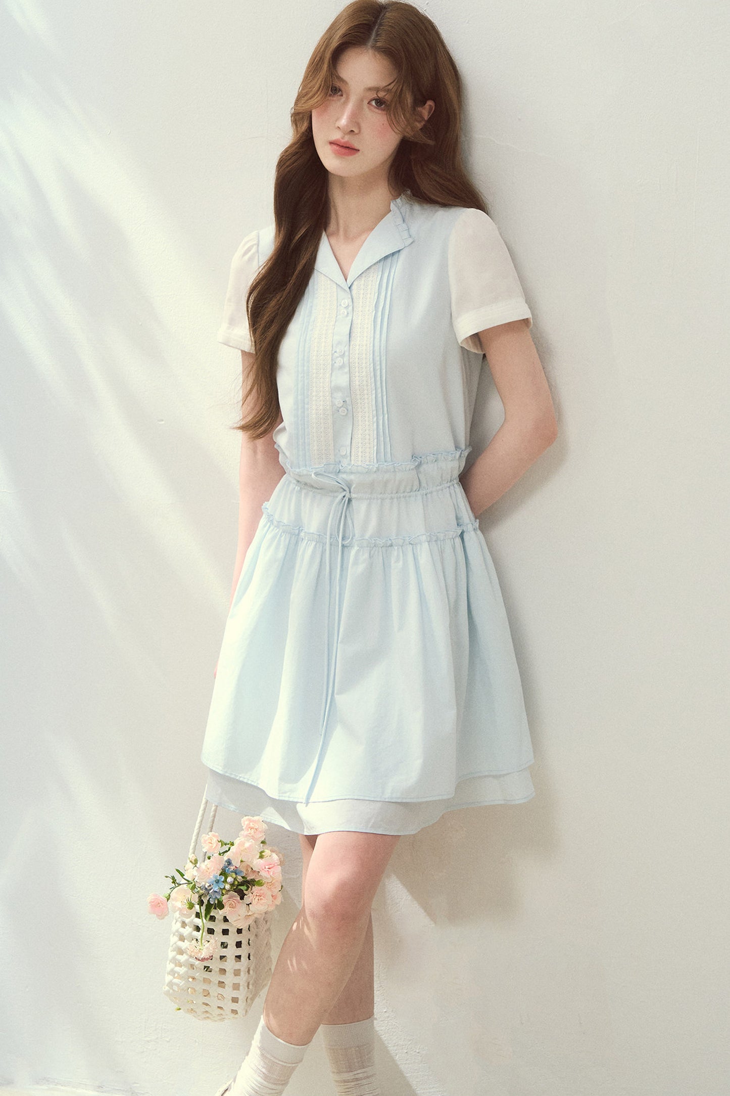 Sea Salt Blue Lyocell Shirt Dress
