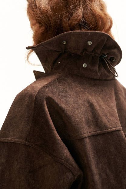 Imitation Horsehair Texture Silhouette Button Jacket