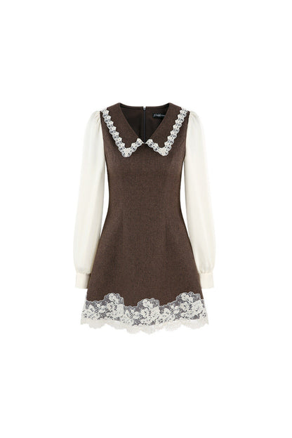 Lace Patchwork Layered-Look A-Line Dress