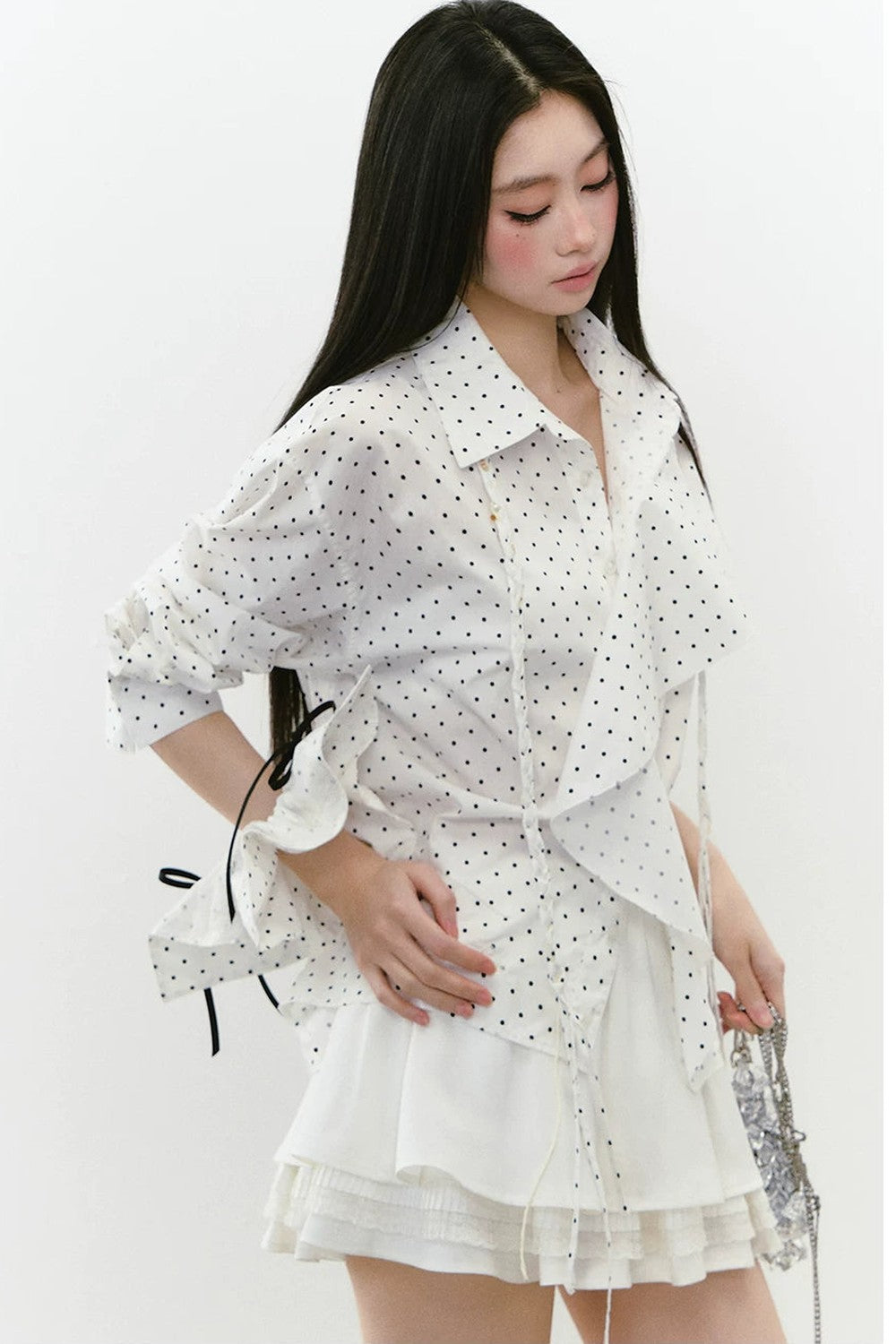 Layered Cropped Long-Sleeve Shirt
