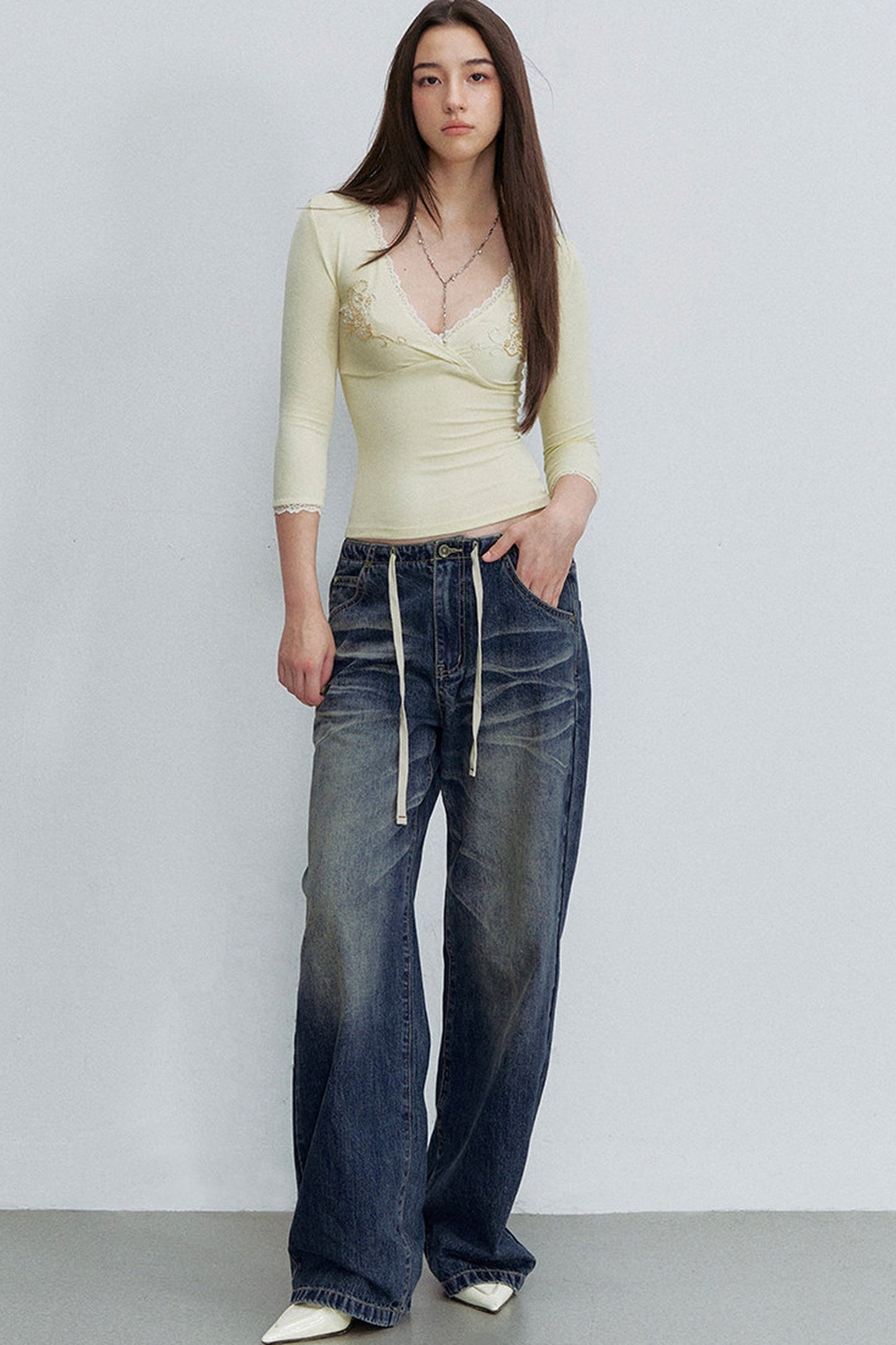 Pantaloni in denim sfumato retrò
