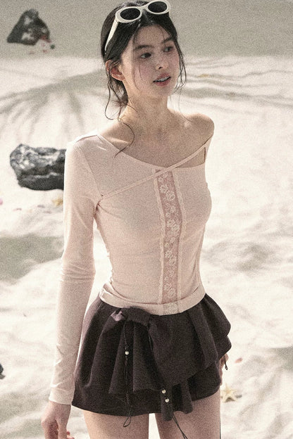 Lace Off-Shoulder Cropped Top