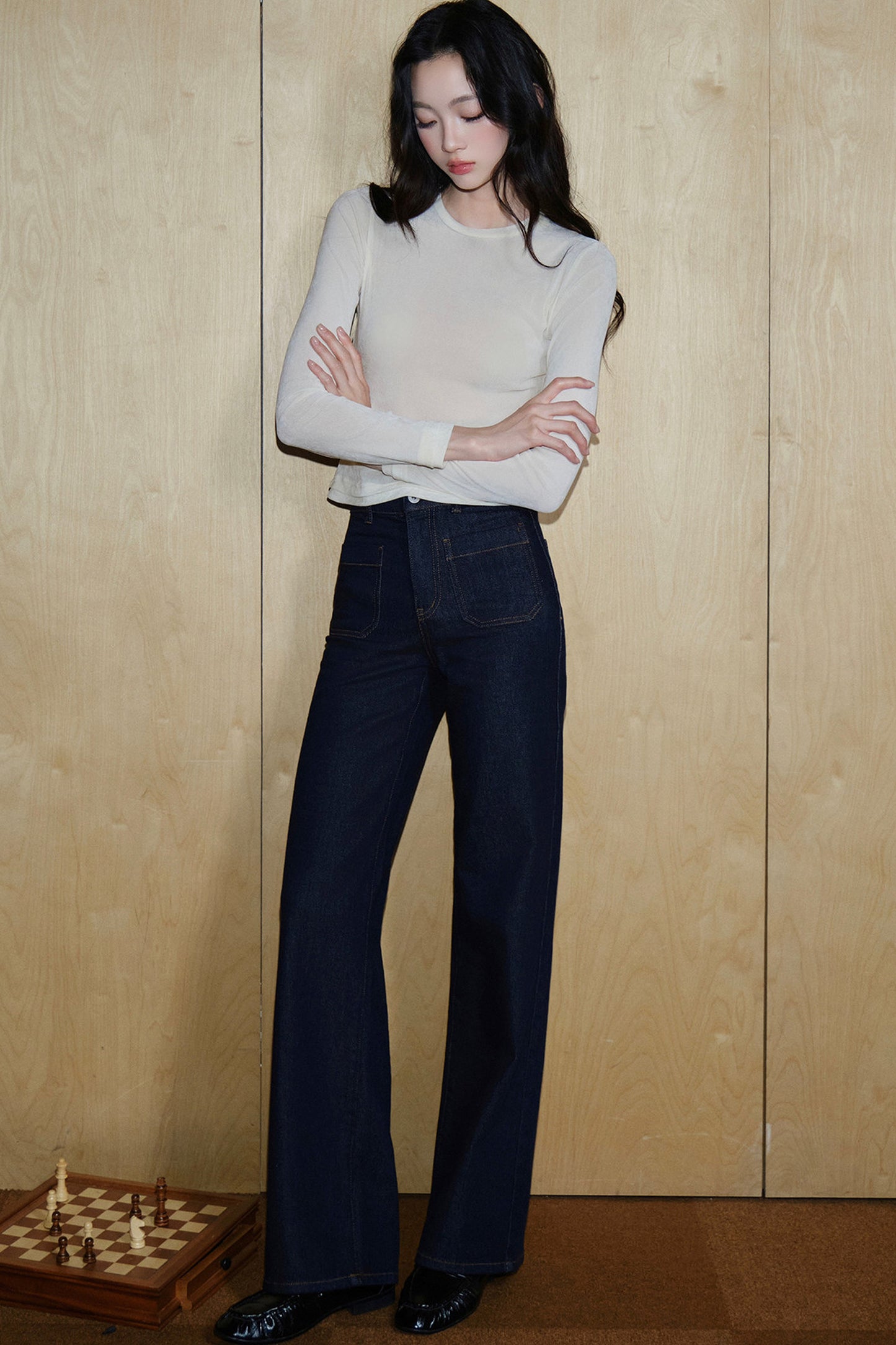 Pantaloni in cotone a vita alta