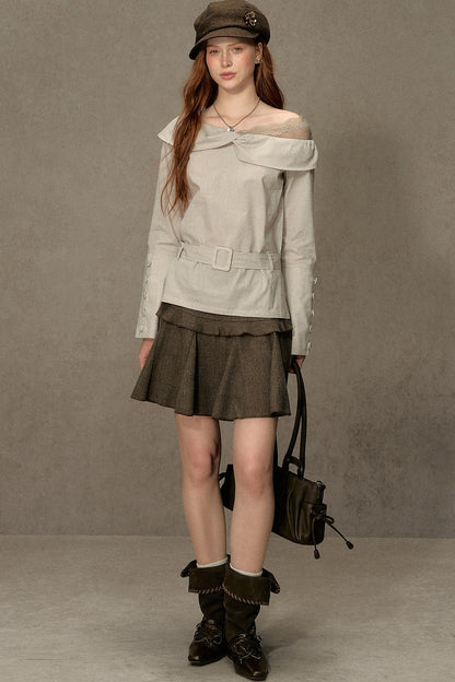 Long-Sleeve Off-Shoulder Shirt