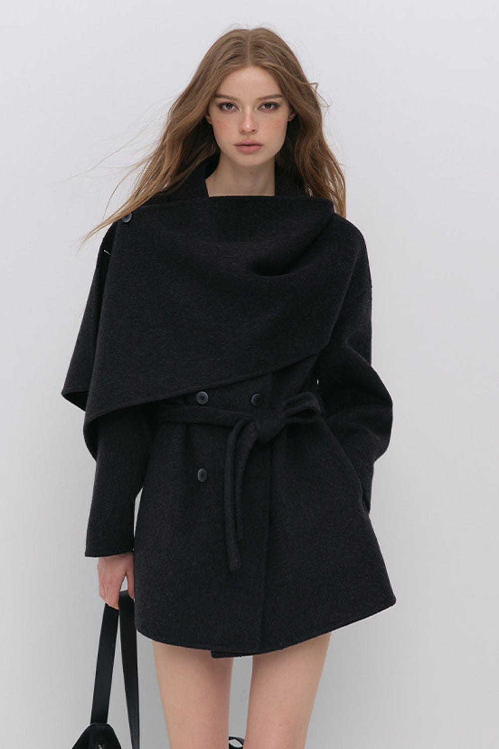 Half Shawl Wool Coat